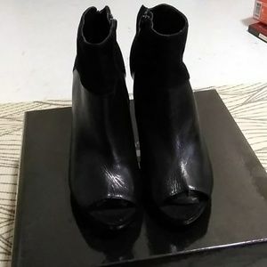 Black leather suede upper booties from Nine West